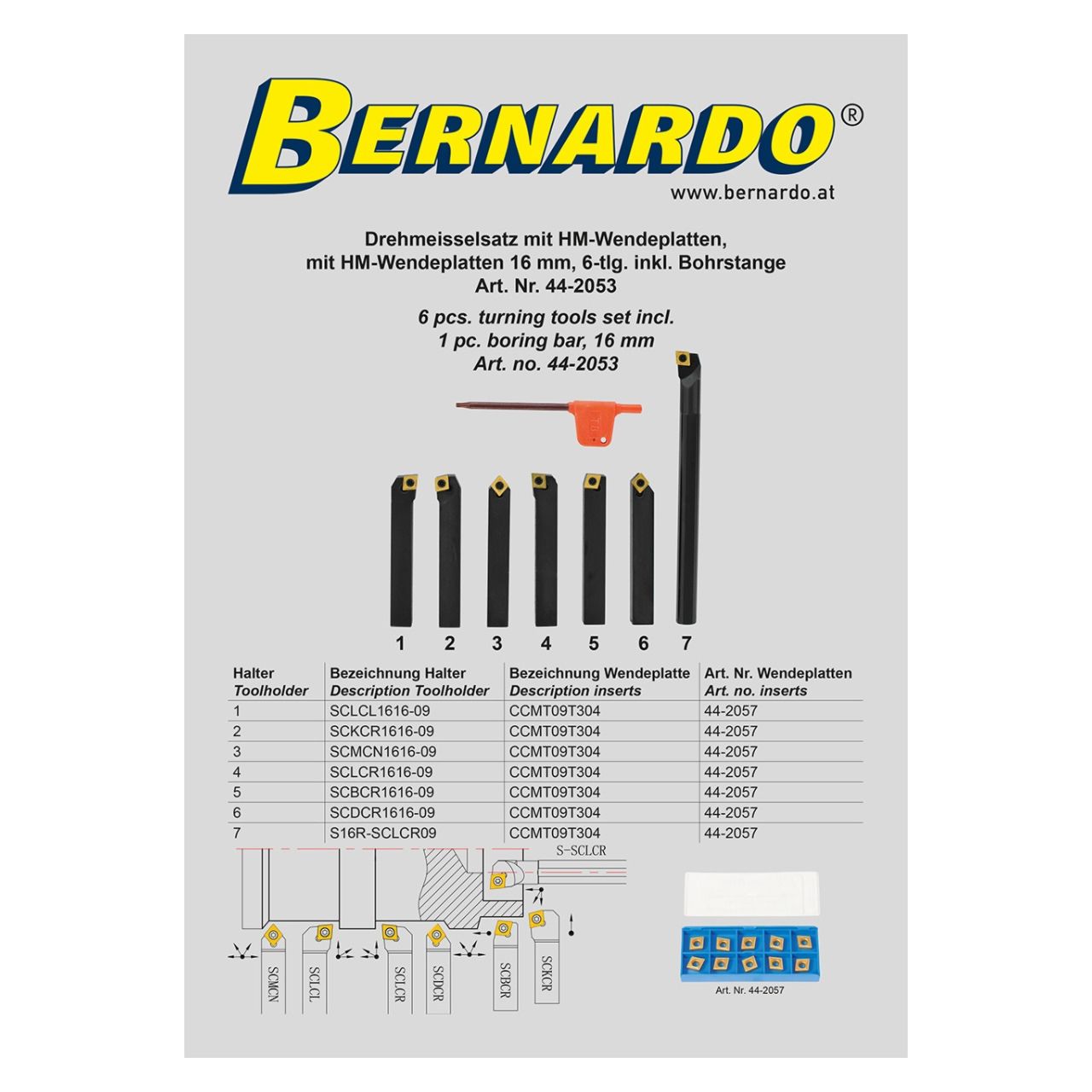 Sorviteräsarja 16 mm kääntöpaloilla , 6-os. sis poratangon - Image 2